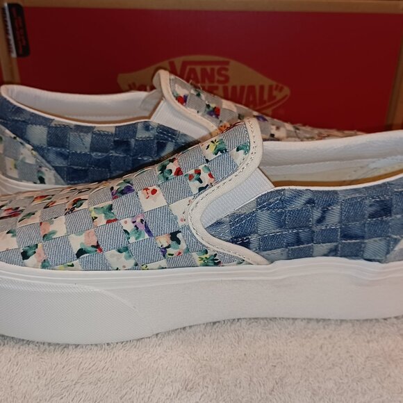 Vans Men's 3.5/Women's 5 Slip On Stacked Woven Floral Platform Shoes VN0A7Q5BB12 - Picture 10 of 12